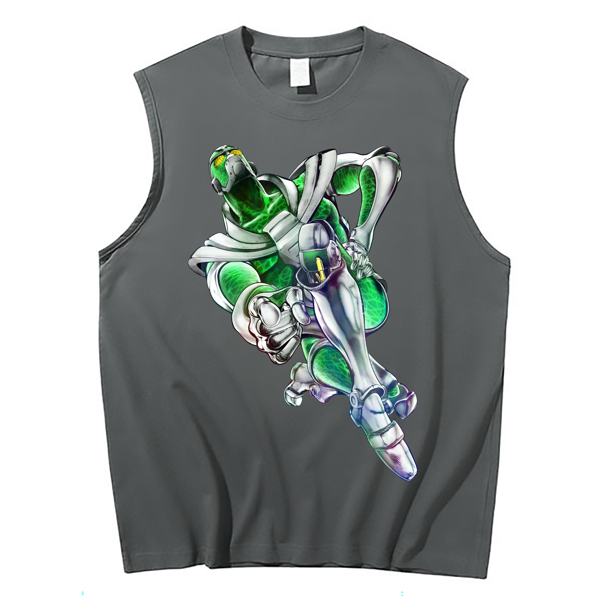 （画像用） ジョジョの奇妙な冒険 花京院 典明（かきょういん のりあき） JoJo's Bizarre Adventure Kakyoin Noriaki コットン100％タンクトップ（フロントプリント）